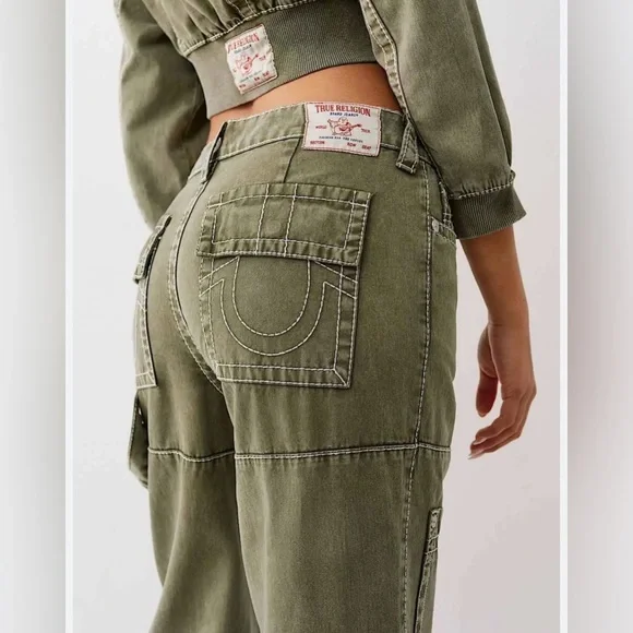 True Religion Bobbi Big T Baggy Carpenter Pant Kalamata 27 - Picture 5 of 8